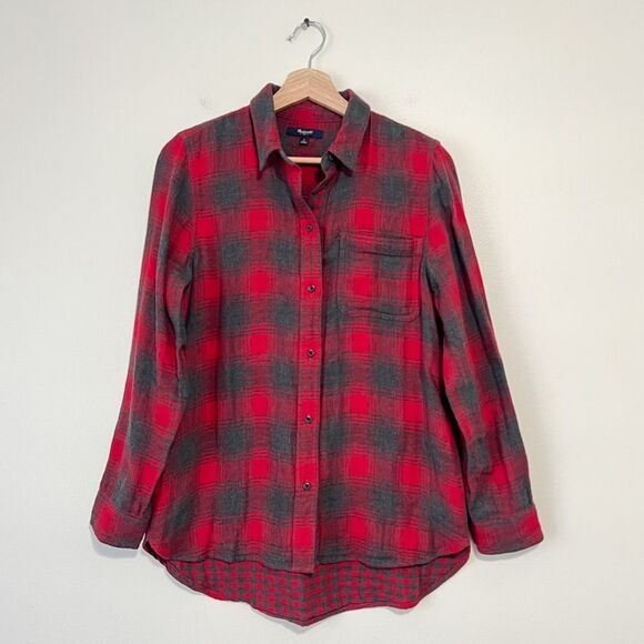 Madewell Ex-Boyfriend Plaid Flannel Button Down Shirt Long Sleeve Sz Small - Picture 2 of 8